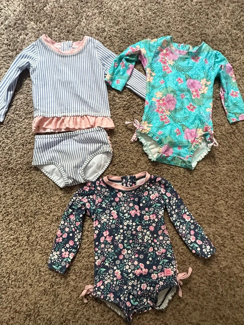 3 Ruffle Butts Long Sleeve Swim Set